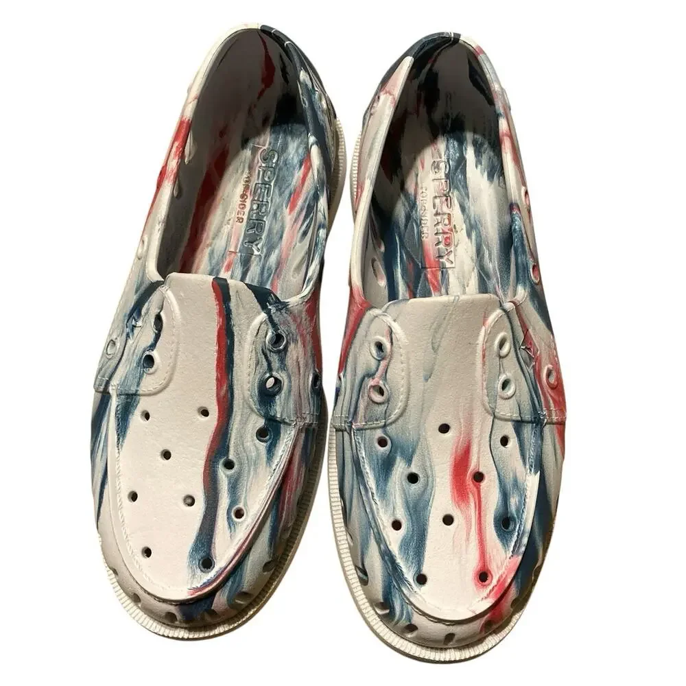 SPERRY AUTHENTIC ORIGINAL FLOAT BOAT SHOE Red White Blue UNISEX Mens‎ Size 6